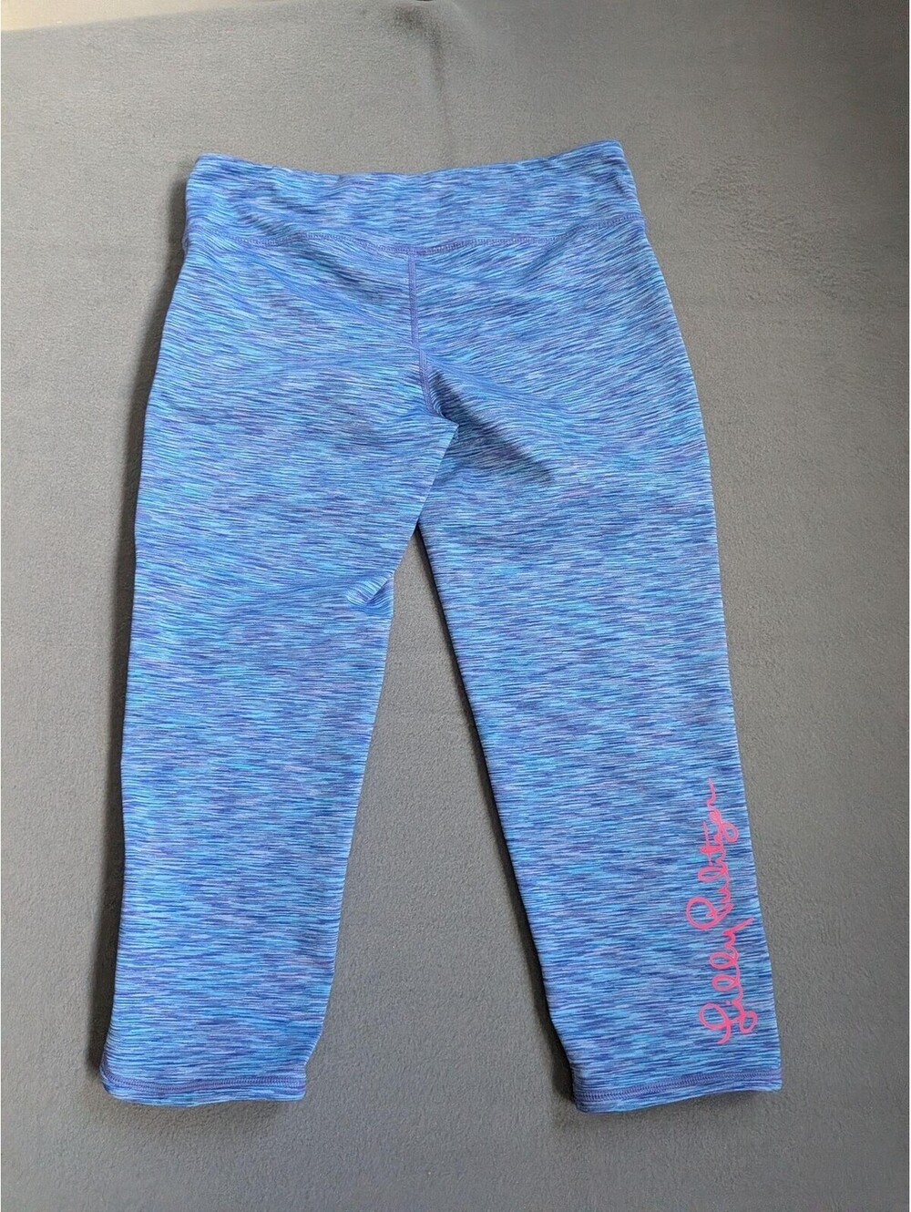 Lilly Pulitzer Leggings Womens L Blue Space Dye Luxletic Capri Yoga Gym Workout - Picture 4 of 6